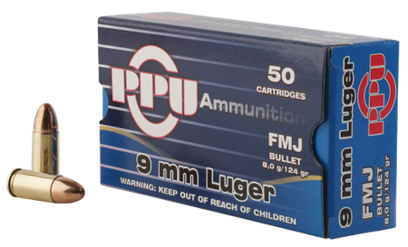 Ammunition TR&Z USA Trading Corp. 345 ft lbs 9mm PPU PPH9F2      9MM         124 FMJ          50/20